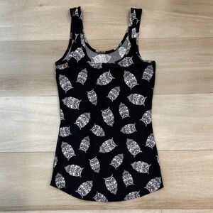 No Boundaries Black Tank Top with White Owl Design